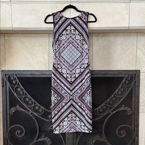 White House Black Market Geometric Black and White Midi Dress